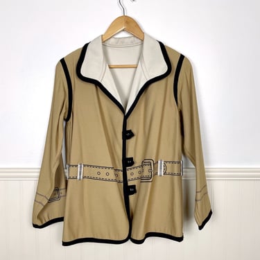 Reversible jacket printed with faux jacket details - 1990s vintage - size medium 