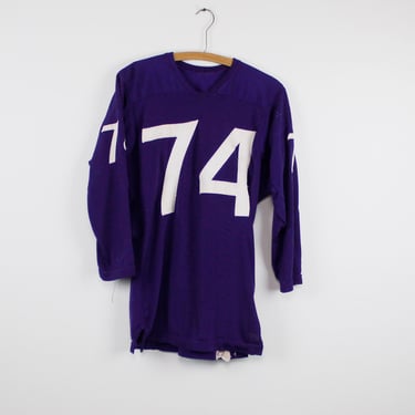 Vintage 60s Rawlings Football Jersey - Purple Number 74 - Distressed - Small / Medium 