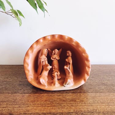 Vintage Guatemalan Clay Christmas Nativity Scene 