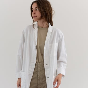 Vintage White Cotton Chore Coat | Jacket Workwear | Made in USA | S M | WJ001 