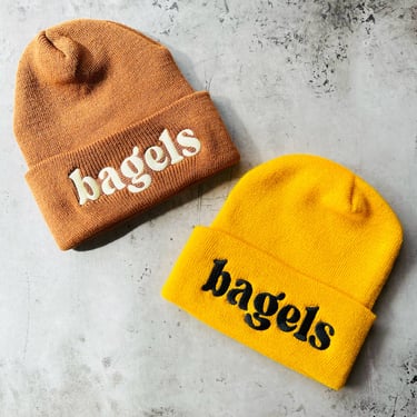 Bagels knit beanie Winter hat yellow Made in America usa