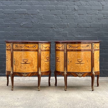 Pair of French Antique Rosewood & Burl Olive Wood Consoles, c.1960’s 