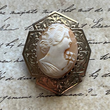 vintage cameo brooch classic silhouette carved lady lapel pin 
