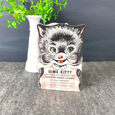 Dime Kitty dime collection cardboard portfolio - 1950s vintage 
