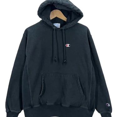 Champion Reverse Weave Black Hoodie Sweatshirt Fits M/L 