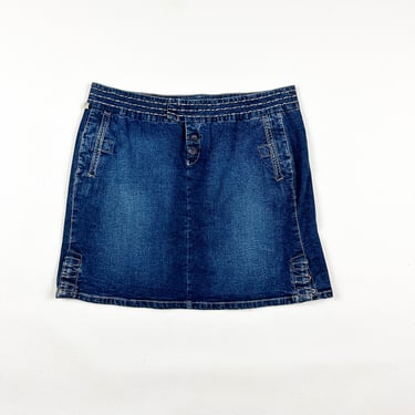 y2k Marithe Francois Girbaud Denim Mini Skirt / Size 32 / Large / Pockets / Oversize Stitching / Cool Details / Jean Skirt / Pockets / M / 
