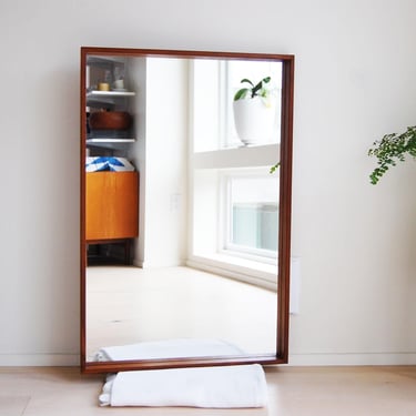 Scandinavian Modern Teak Rectangular Wall Mirror by Dux Made in Sweden 