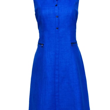 Elie Tahari - Cobalt Woven A-Line Dress Sz 8