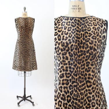 1960s LEOPARD faux fur shift dress medium | new fall winter 