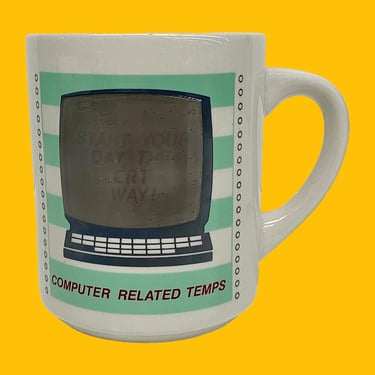 Vintage Computer Related Temps Coffee Mug Retro 1980s Contemporay + White Porcelain + Heat Changing Design + Start Your Day The CRT Way! 