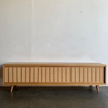 Made To Order White Oak and Cane Credenza Three Panels 