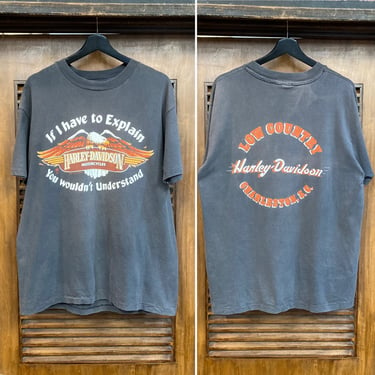 Vintage 1980’s Dated 1983 Harley Davidson Motorcycle MC Charleston North Carolina Tee Shirt, Vintage Clothing 