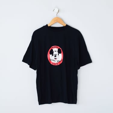 Vintage 90s Mickey Mouse Club Member T-Shirt - disney, nineties, oversized black shirt - Men's L 