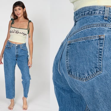 Mom Jeans Y2K High Waisted Rise Jeans Retro Blue Denim Ankle Pants Relaxed Straight Tapered Leg Retro 00s Vintage The Gap Medium M 31 X 29 