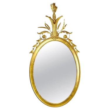 Adam Style Gold Gilt Wheat Sheaf Oval Mirror Attributed to Friedman Brothers 