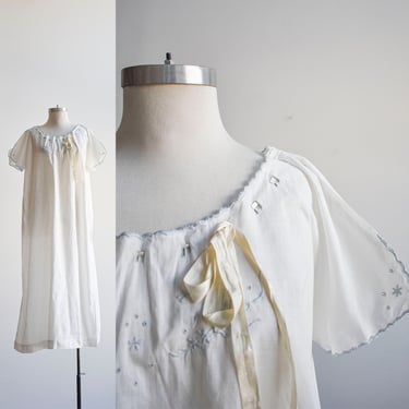 Vintage Long White Linen Nightgown 