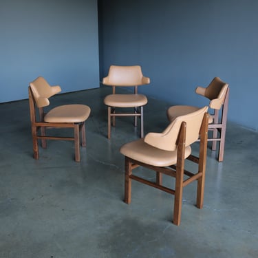 Edward Wormley Walnut & Leather Model 675 Dining Chairs for Dunbar, circa 1955