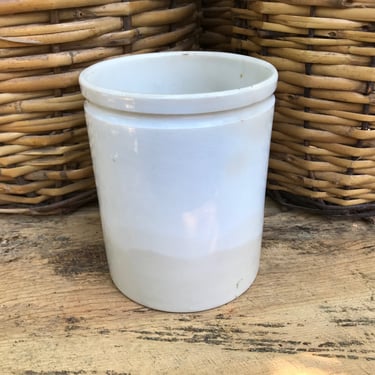 French Gris Gray Stoneware Preserve Jar, Pot, Small Utensil Holder, Artist Paint Brush, Flower Vase, Rustic French Farmhouse, Damages 