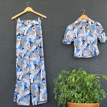 Groovy Floral Two Piece Pant Set 
