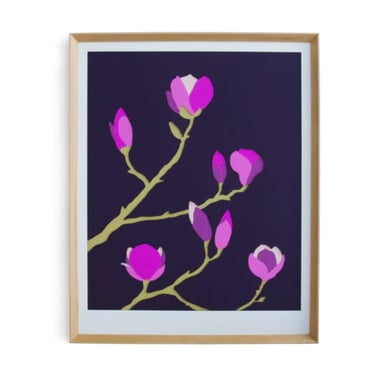 Violet Magnolia Blossoms Framed Print