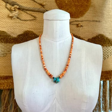 DINE’H NATIVE ARTS Coral and Turquoise Necklace Strand | Coral and Turquoise Beaded Strand | Natural Coral Beads | Native American Jewelry 