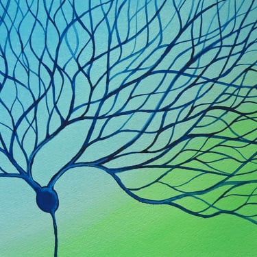 Purkinje Cell - original watercolor painting of neuron - neuroscience art - brain cell 