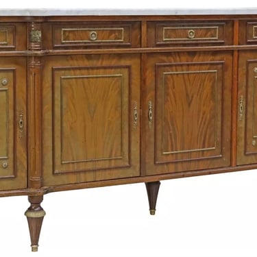 Sideboard, French Louis XVI Style, Marble-Top, Mahogany, Gilt, Foliate C. 1960!!