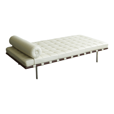 Barcelona Couch Daybed in Ivory Leather by Mies Van Der Rohe for Knoll
