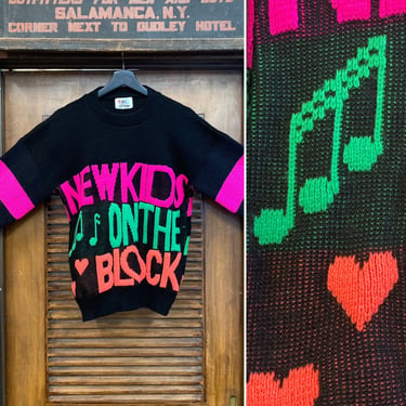 Vintage 1980’s New Kids on the Block Boy Band Neon Color Sweater, 80’s New Wave, 80’s Pullover Sweater, Vintage Clothing 