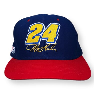 Vintage 90s Nutmeg Mills NASCAR Jeff Gordon #24 Embroidered Made in USA Racing SnapBack Hat Cap 