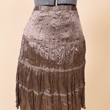 Taupe Silk Crinkle Skirt By Cote Femme, M