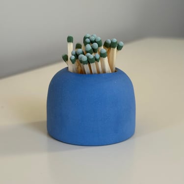 Seconds Sale! Blue Ceramic Match Striker with Matches 