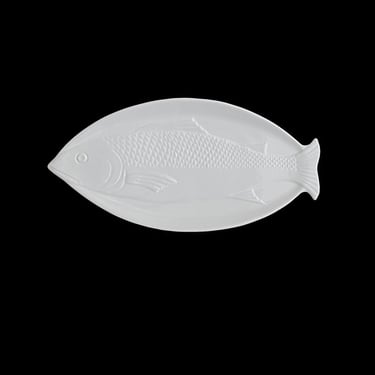 Vintage Modern DANSK Portugal LARGE Fish Serving Platter / Tray 22" Long White Ceramic Pottery 
