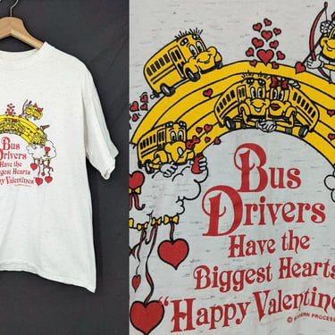 Vintage 2000 Bus Drivers Have the Biggest Hearts Valentine's Day Gray Cotton T-shirt 