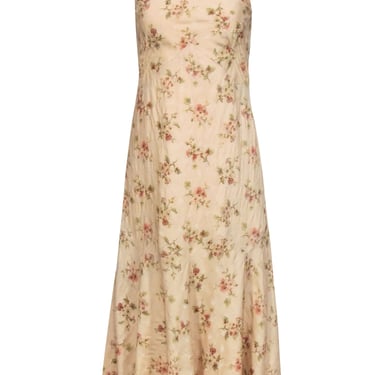 Ralph Lauren - Beige &amp; Multicolor Floral Wool &amp; Silk Blend Dress Sz 4