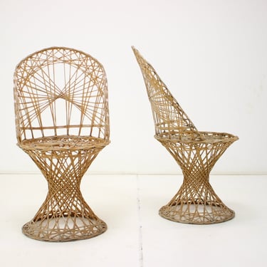 Pair of Chairs, Patio Russell Woodard Wicker Effect, 1960s / Mid-century / Brown colour / 