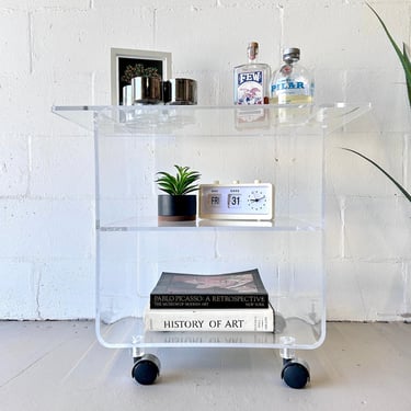 Vintage Lucite Acrylic Rolling Cart/Table