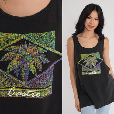 90s Castro Shirt California Tank Top Surfer Palm Tree Tank Top Vintage Graphic 1990s San Francisco Surf Summer Top Fruit of the loom Large 