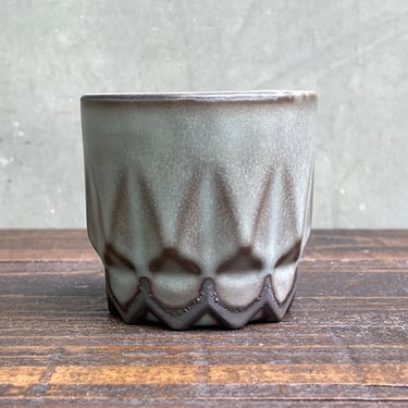 Black Porcelain Ceramic "Hex" Cup  -  Matte Brown/ Blue 