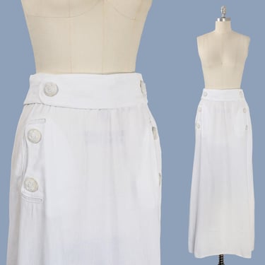 1910s Sportswear Skirt / Early 20s / Edwardian Cotton Sport Skirt / White with Pockets 
