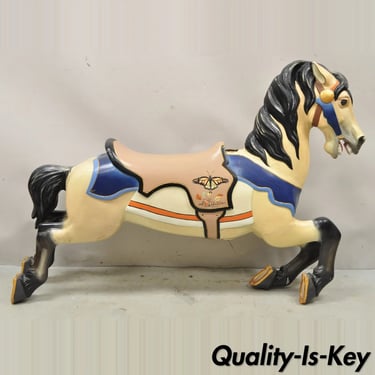 Vintage Hand Painted Solid Wooden Carousel Horse Signed "30 Autumn"