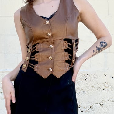Cache Copper Leather Vest