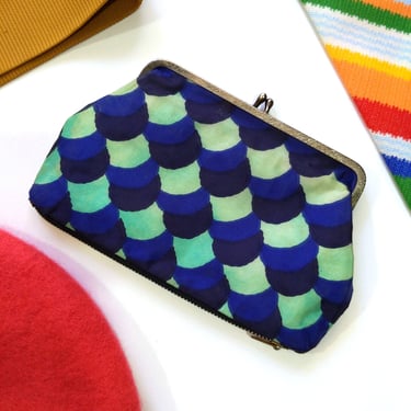 Cute Vintage 60s 70s Blue Turquoise Green Geometric Pouch 