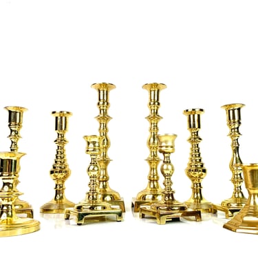 Mismatched Brass Candlestick / Brass Candlesticks / Graduated Brass Candlesticks / Wedding Brass Candlesticks / Wedding Decor Brass 