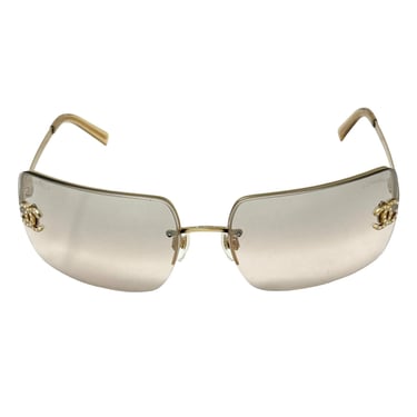 Chanel Grey Rhinestone Rimless Sunglasses