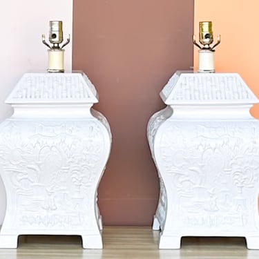 Pair of Italian Ceramic Pagoda Lamps