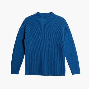 Merino rib sweater, ocean blue