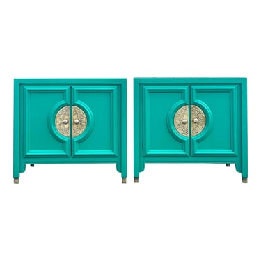 Newly Lacquered Century Furniture Asian Inspired Nightstands - a Pair 