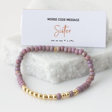 Sister Gift, Bubble Morse Code Bead Bracelet, Friendship Bracelet, Stretch Bracelet, Layering Bracelet, Gift for Sister, Sister-in-Law, BFF 