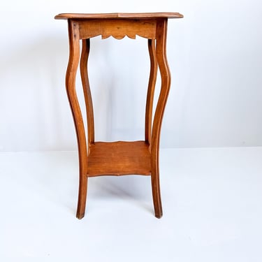 Vintage Wooden Side Table | Pedestal Plant Stand | Hall or Accent Table 